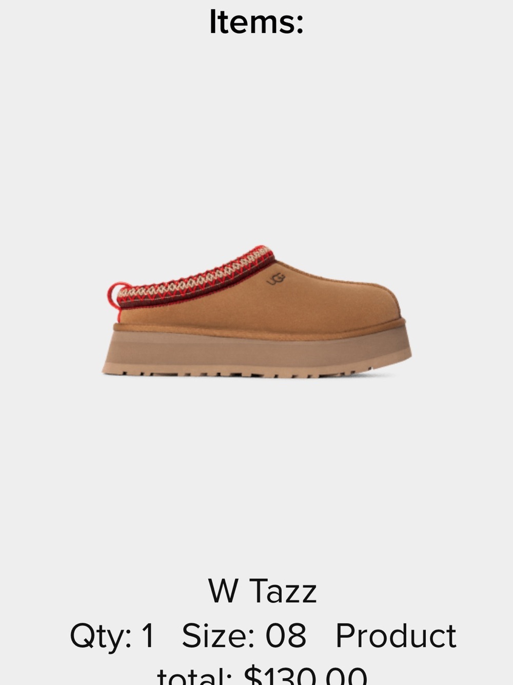 UGG Chestnut Slip-On Mule with Red Accent